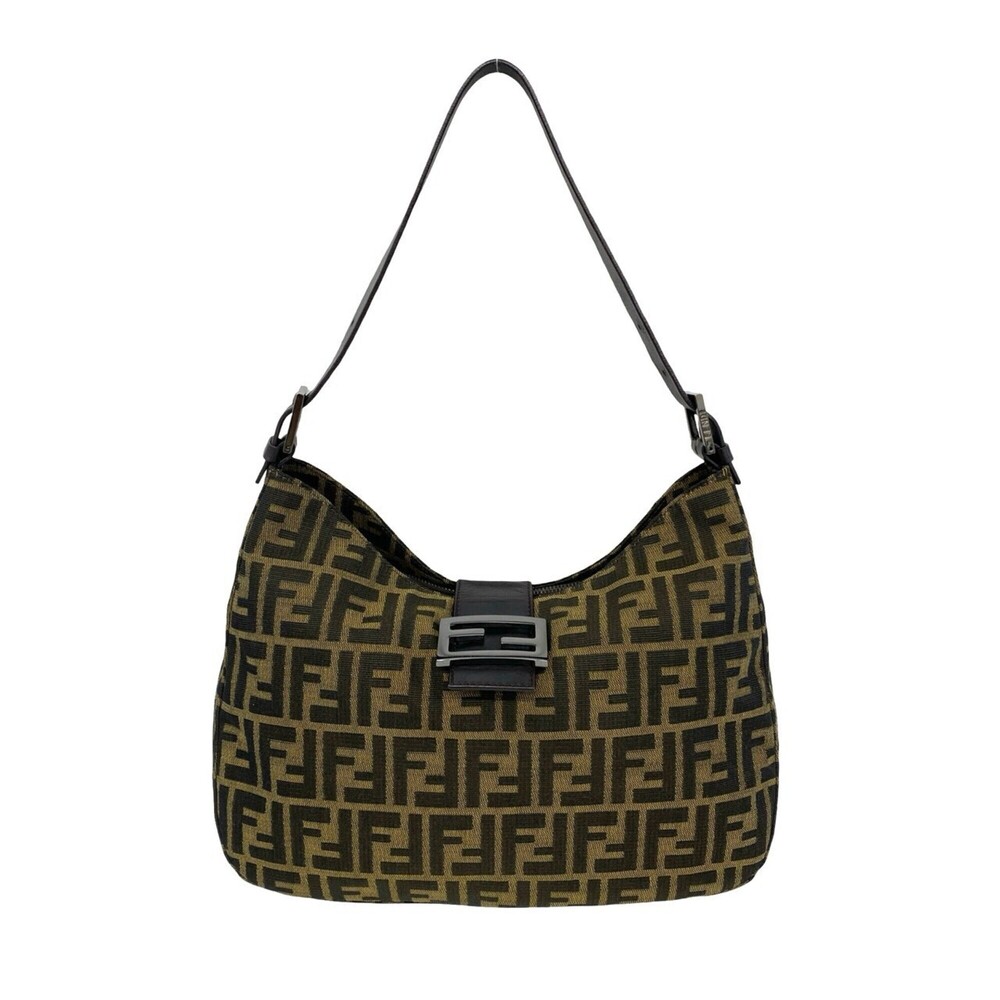FENDI Vintage Mamma Bucket Zucca FF Pattern Canvas Leather Semi One Shoulder ...